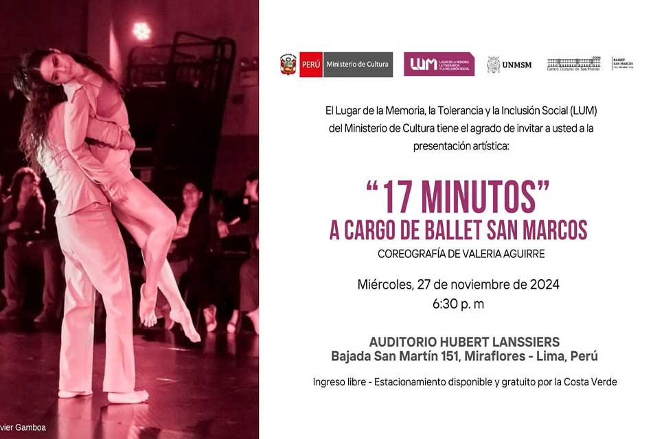 BALLET SAN MARCOS PRESENTA OBRA “17 MINUTOS” EN EL LUM